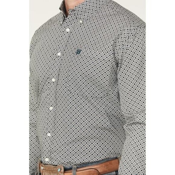 Cinch Men's XXL Print Classic Button Shirt Black/White/Navy MTW1105909